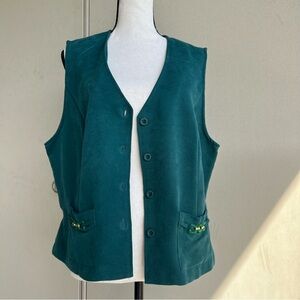 Vintage 80’s Robbie Bee Teal Green Button-Up Vest